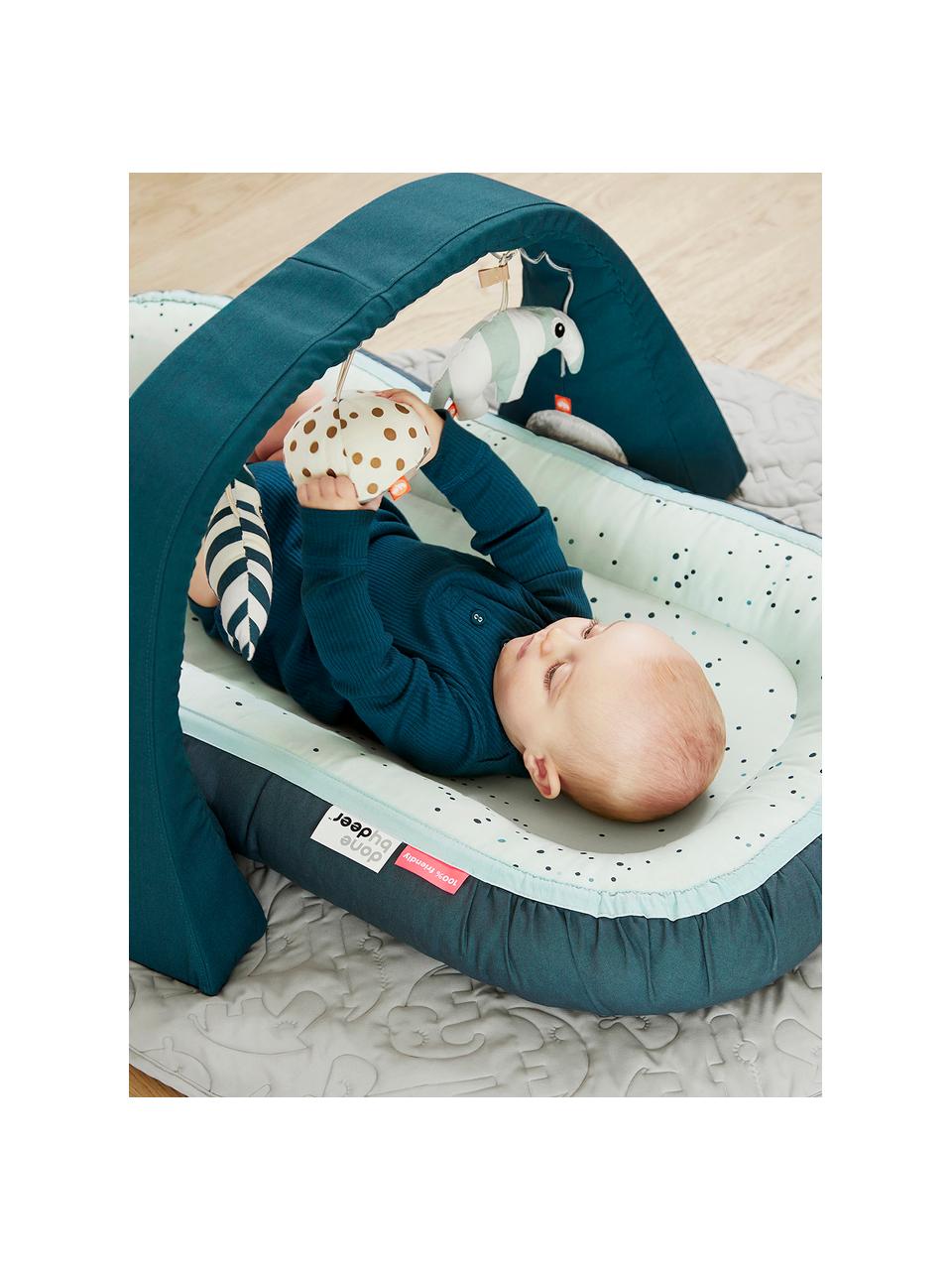 Babynest Dreamy dots, Bezug: 100% Baumwolle, Oeko-Tex-, Matratze: 100% PU-Schaumstoff, Blau, B 50 x L 93 cm