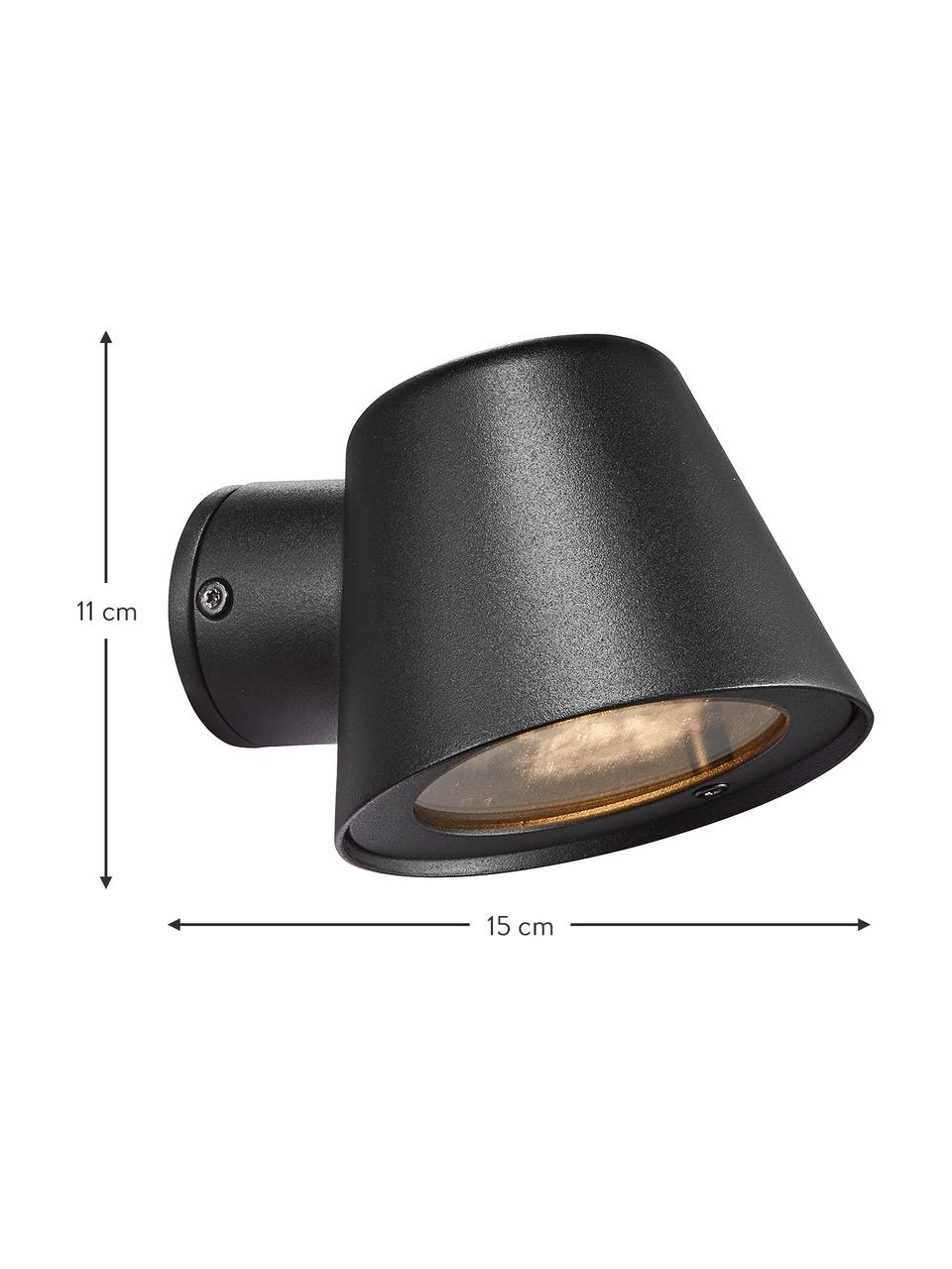 Venkovní nástěnné svítidlo Aleria, Černá, Š 12 cm, V 11 cm
