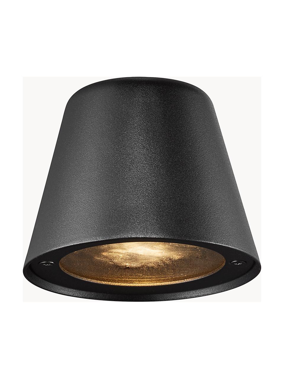 Outdoor wandlamp Aleria, Lampenkap: gecoat metaal, Diffuser: glas, Zwart, B 12 x H 11 cm