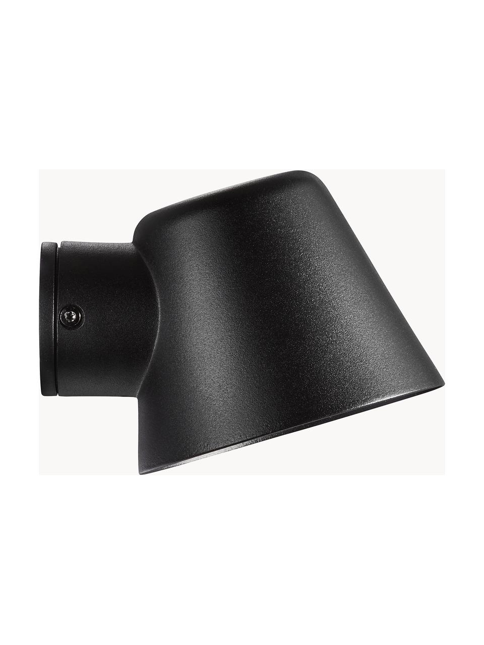 Outdoor wandlamp Aleria, Lampenkap: gecoat metaal, Diffuser: glas, Zwart, B 12 x H 11 cm