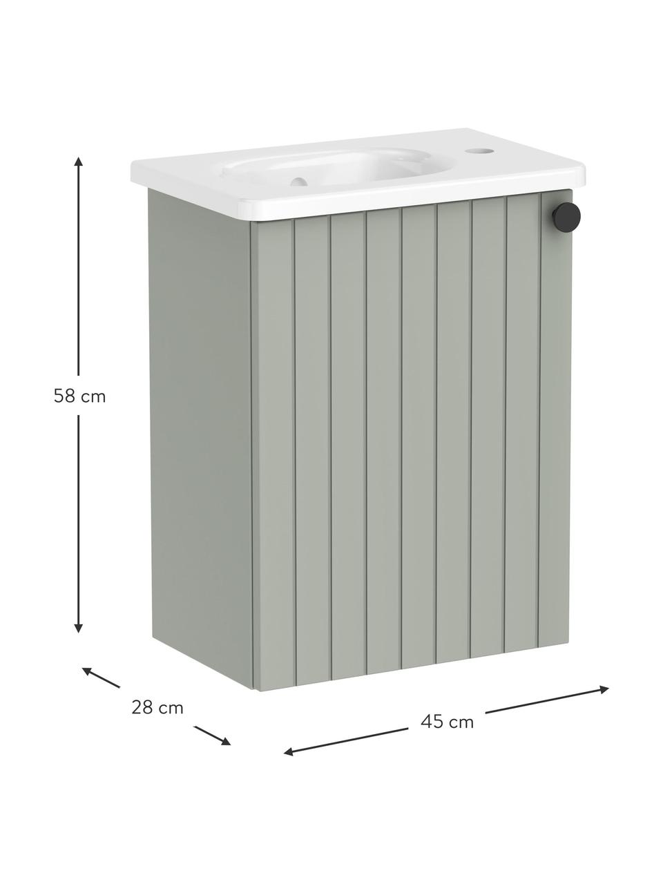 Koupelnová skříňka s umyvadlem Emil, Š 45 cm, Šalvějově zelená, Š 45 cm, V 58 cm