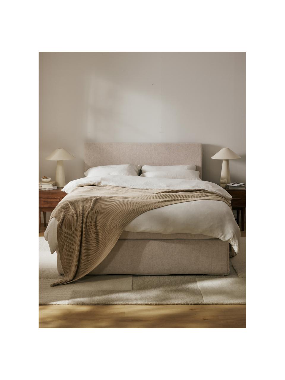 Boxspringbed Eliza, Bekleding: 100% polyester Met 35.000, Matras: 5-zones pocketvering, Geweven stof beige, B 140 x L 200 cm, hardheidsgraad H2