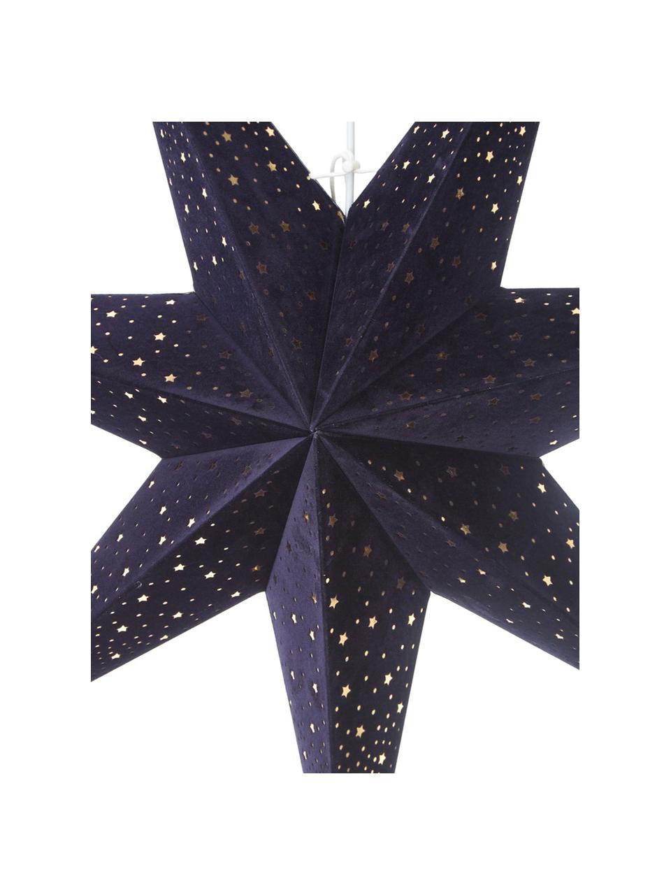 Étoile de Noël en velours Orby, Papier, velours, Bleu foncé, Ø 75 cm