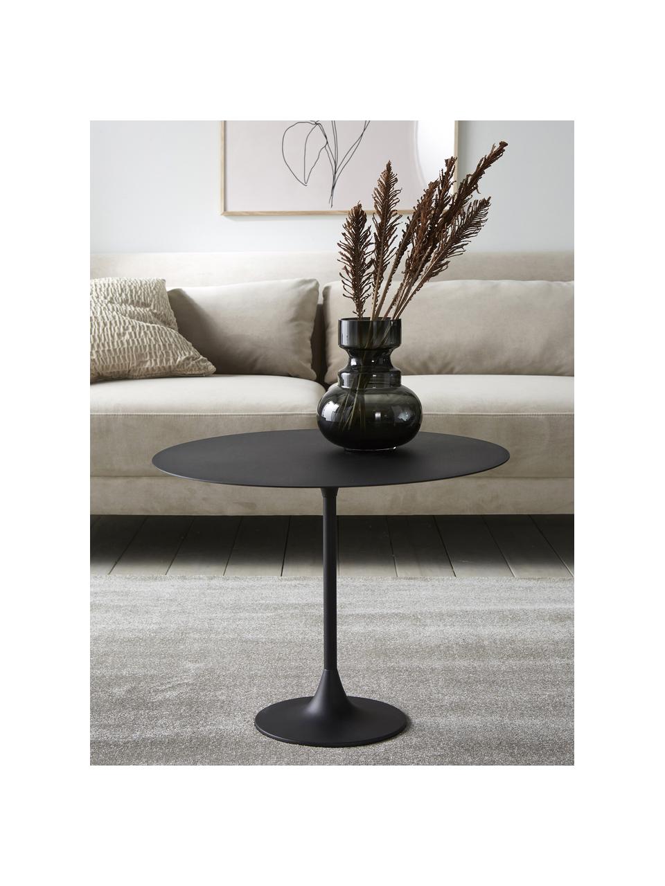 Tavolino da salotto rotondo in metallo nero Thin, Metallo rivestito, Nero, Ø 60 x Alt. 47 cm