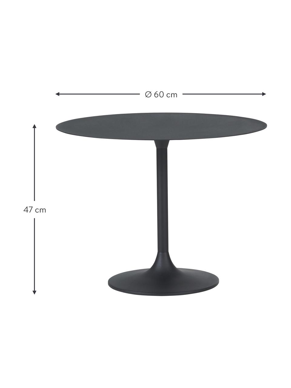 Okrúhly kovový konferenčný stolík Thin, Potiahnutý kov, Čierna, Ø 60 x V 47 cm