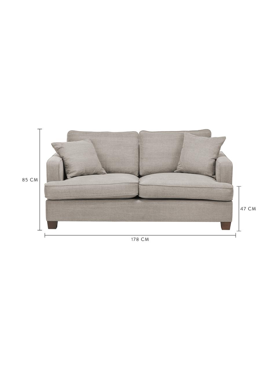 Big Sofa Warren (2-Sitzer) in Sandgrau mit Leinenstoffgemisch, Gestell: Holz, Bezug: 60% Baumwolle, 40% Leinen, Webstoff Sandgrau, 178 x 85 cm