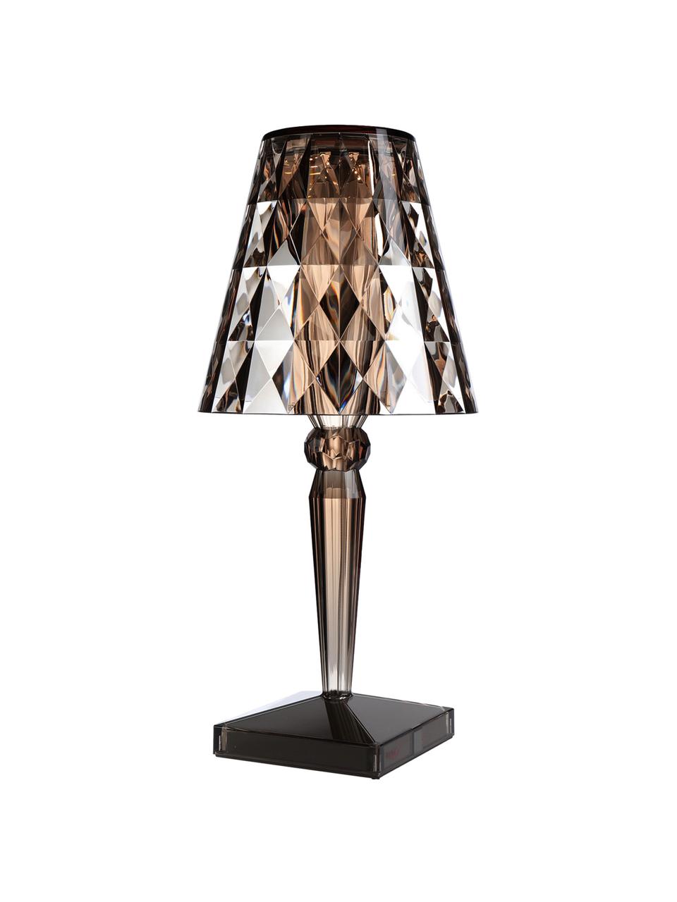 Mobilna lampa stołowa LED Battery, Tworzywo sztuczne, Jasny brązowy, transparentny, Ø 17 x W 37 cm