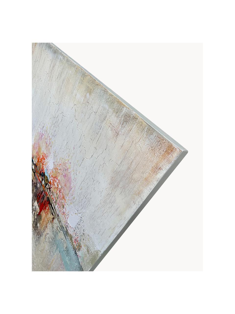 Handbeschilderde canvasdoek Orizzonte di Colori, Lichtbeige, meerkleurig, B 150 x H 110 cm