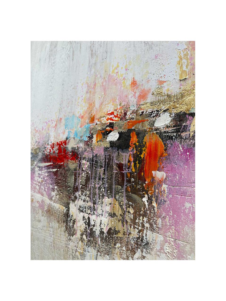 Handbeschilderde canvasdoek Orizzonte di Colori, Lichtbeige, meerkleurig, B 150 x H 110 cm