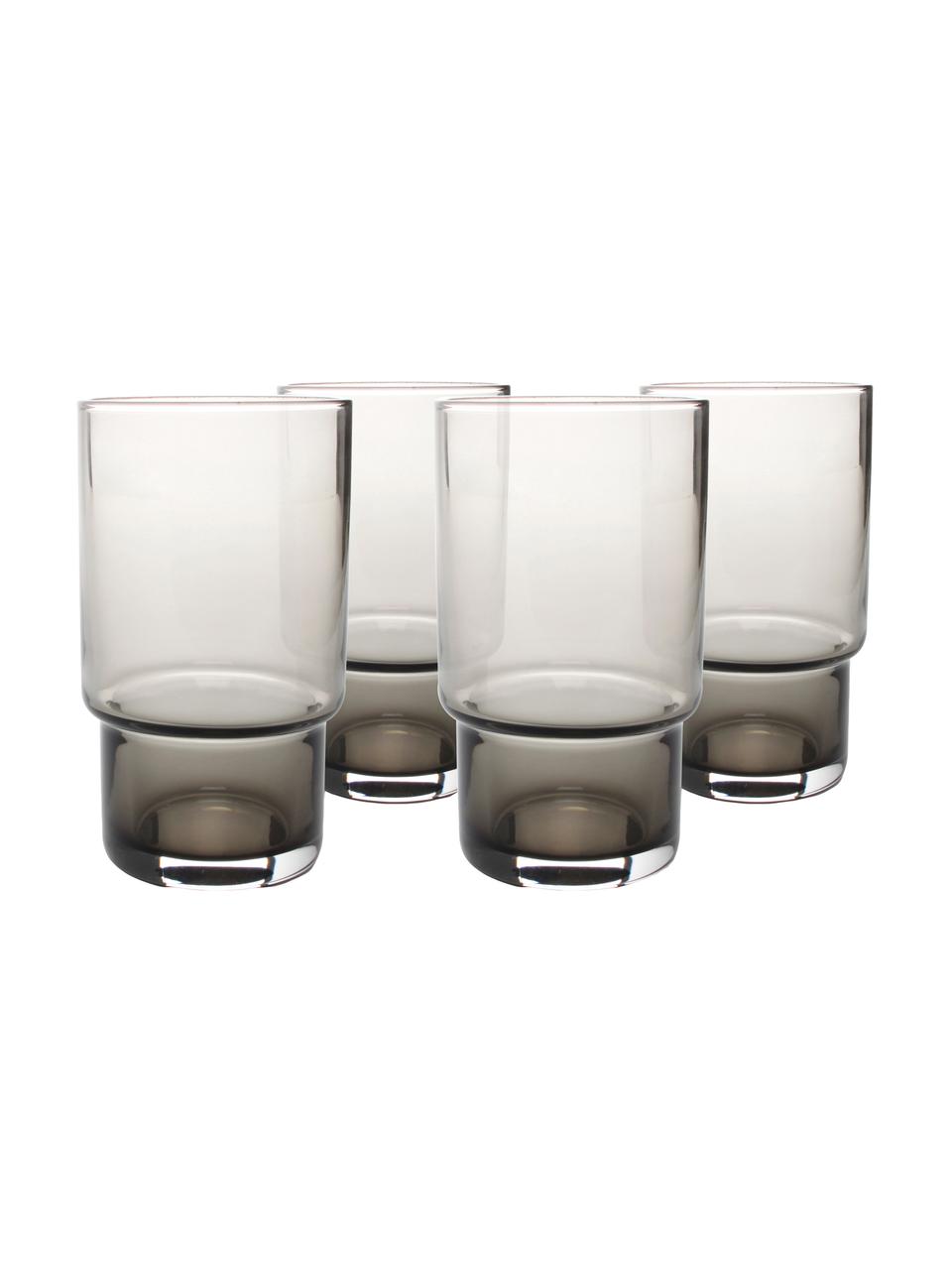 Wassergläser Secrets in Grau, 4 Stück, Glas, Grau, transparent, Ø 7 x H 12 cm
