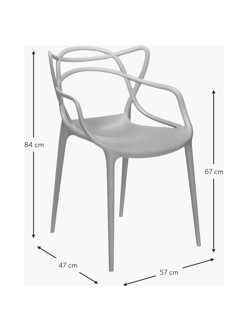 Sillas con reposabrazos Masters, 2 uds., Plástico, Gris, An 57 x F 47 cm