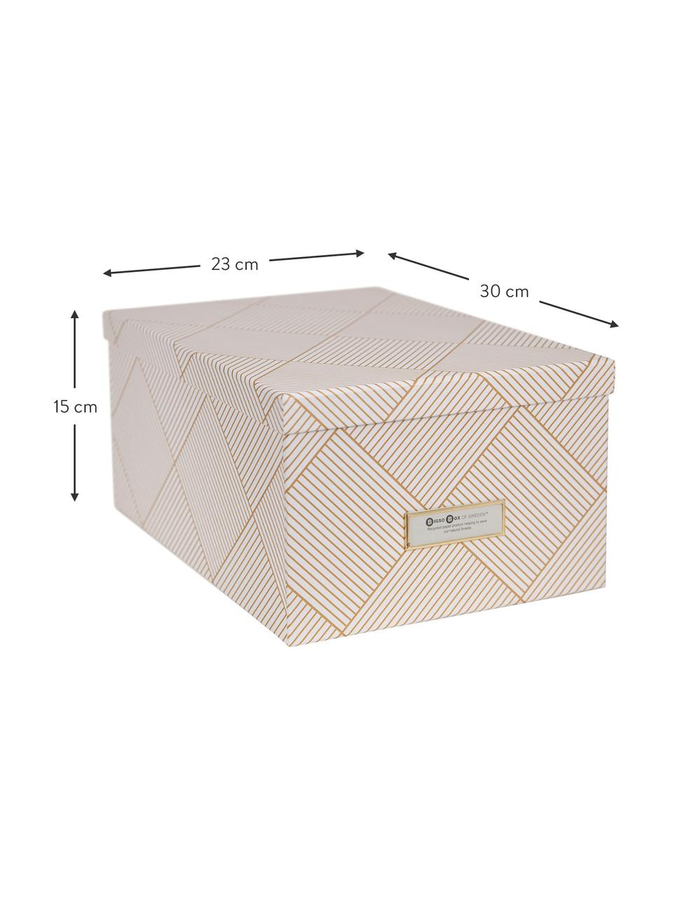 Aufbewahrungsbox Gustav, Box: Fester, laminierter Karto, Goldfarben, Weiß, B 23 x H 15 cm
