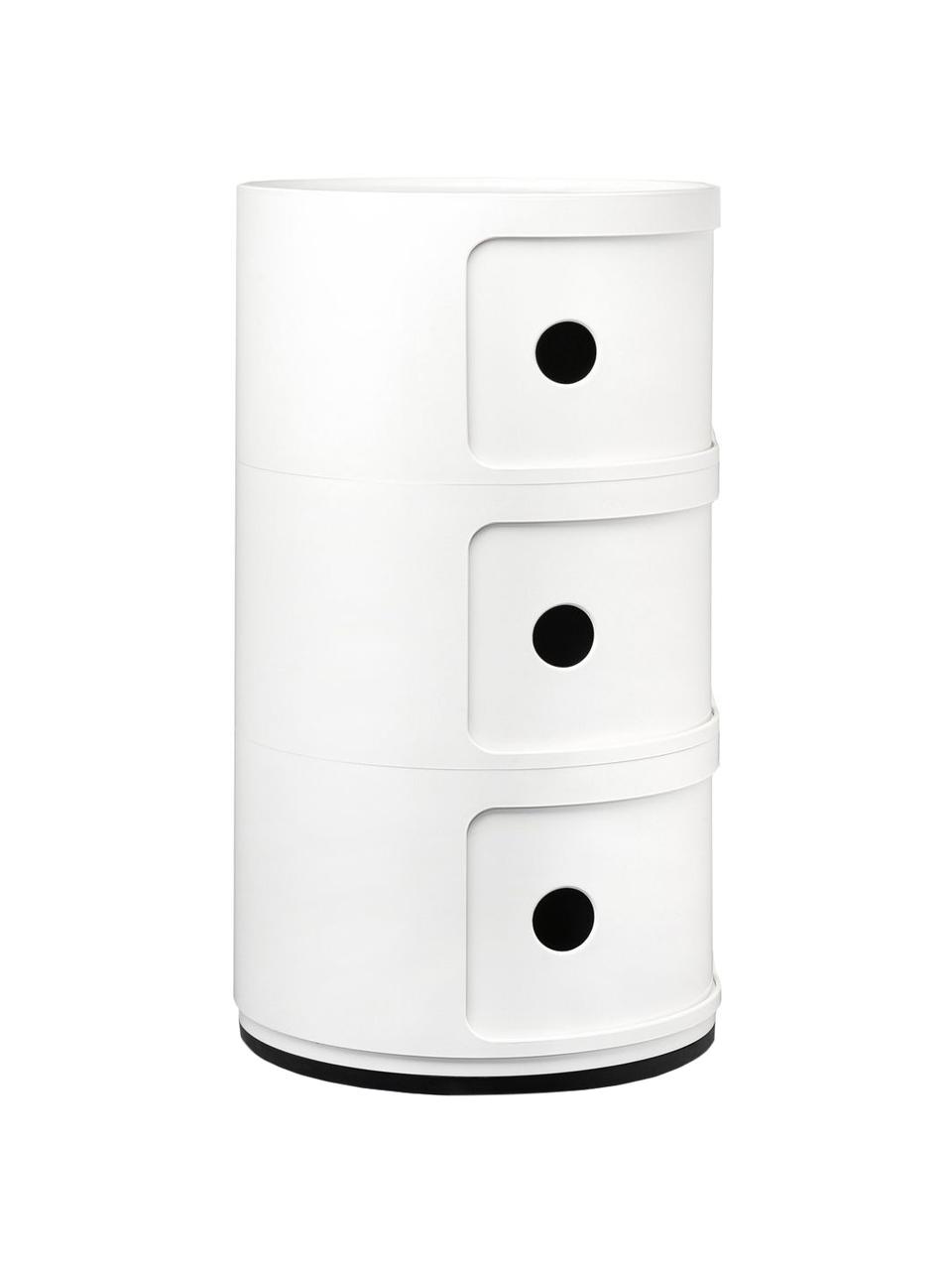 Design container Componibili 3 modules in wit, Kunststof (ABS), gelakt, Greenguard gecertificeerd, Glanzend crèmewit, Ø 32 x H 59 cm