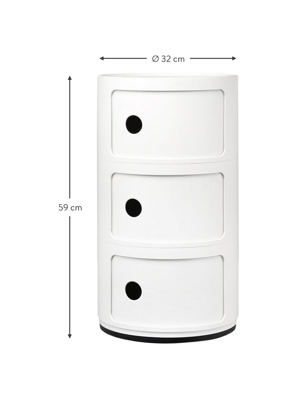Dizajnový kontajner Componibili, 3 moduly, Plast (ABS), lakovaný, certifikát Greenguard, Lesklá biela, Ø 32 x V 59 cm