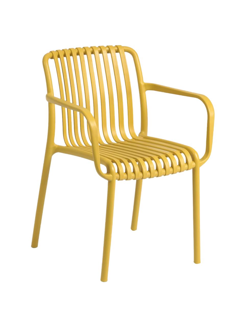 Zahradní židle s područkami Isabellini, Umělá hmota, Žlutá, Š 54 cm, H 49 cm