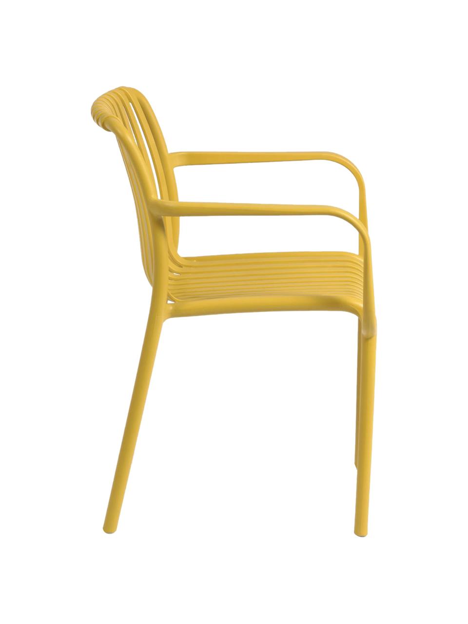 Krzesło ogrodowe z podłokietnikami Isabellini, Tworzywo sztuczne, Żółty, S 54 x G 49 cm