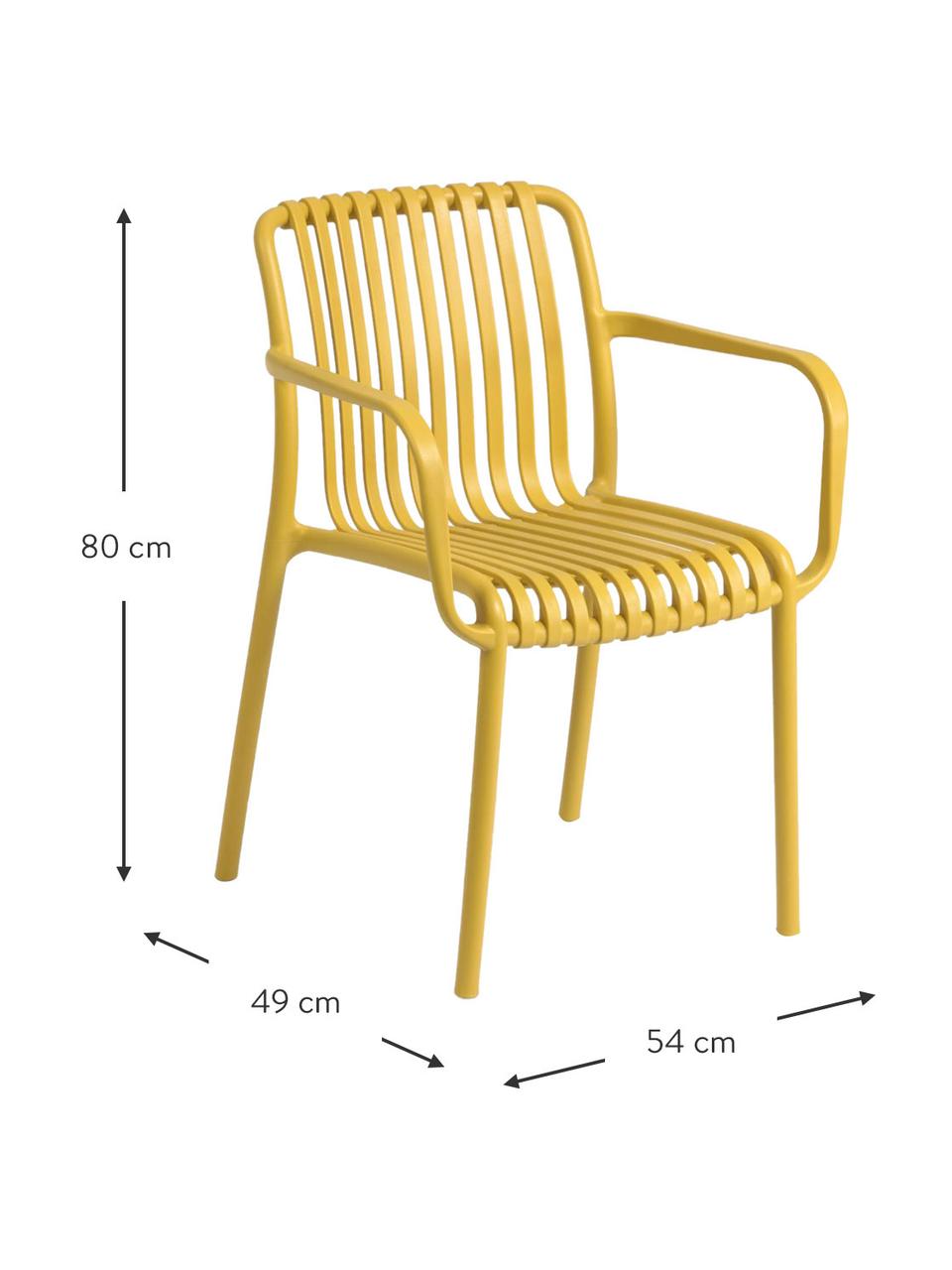 Záhradná stolička s opierkami Isabellini, Umelá hmota, Žltá, Š 54 x H 49 cm