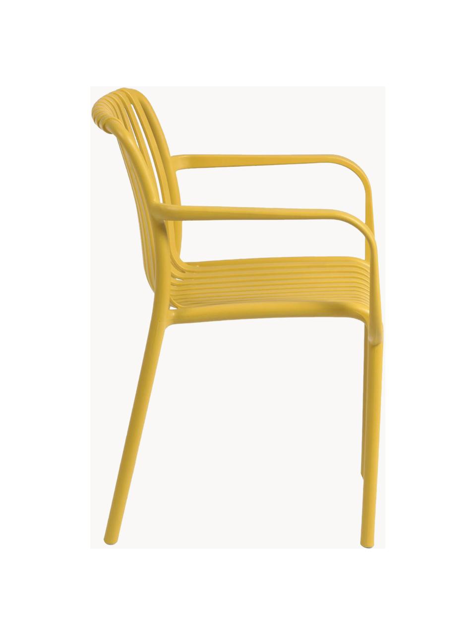 Chaise de jardin à accoudoirs Isabellini, Plastique, Jaune soleil, larg. 54 x prof. 49 cm