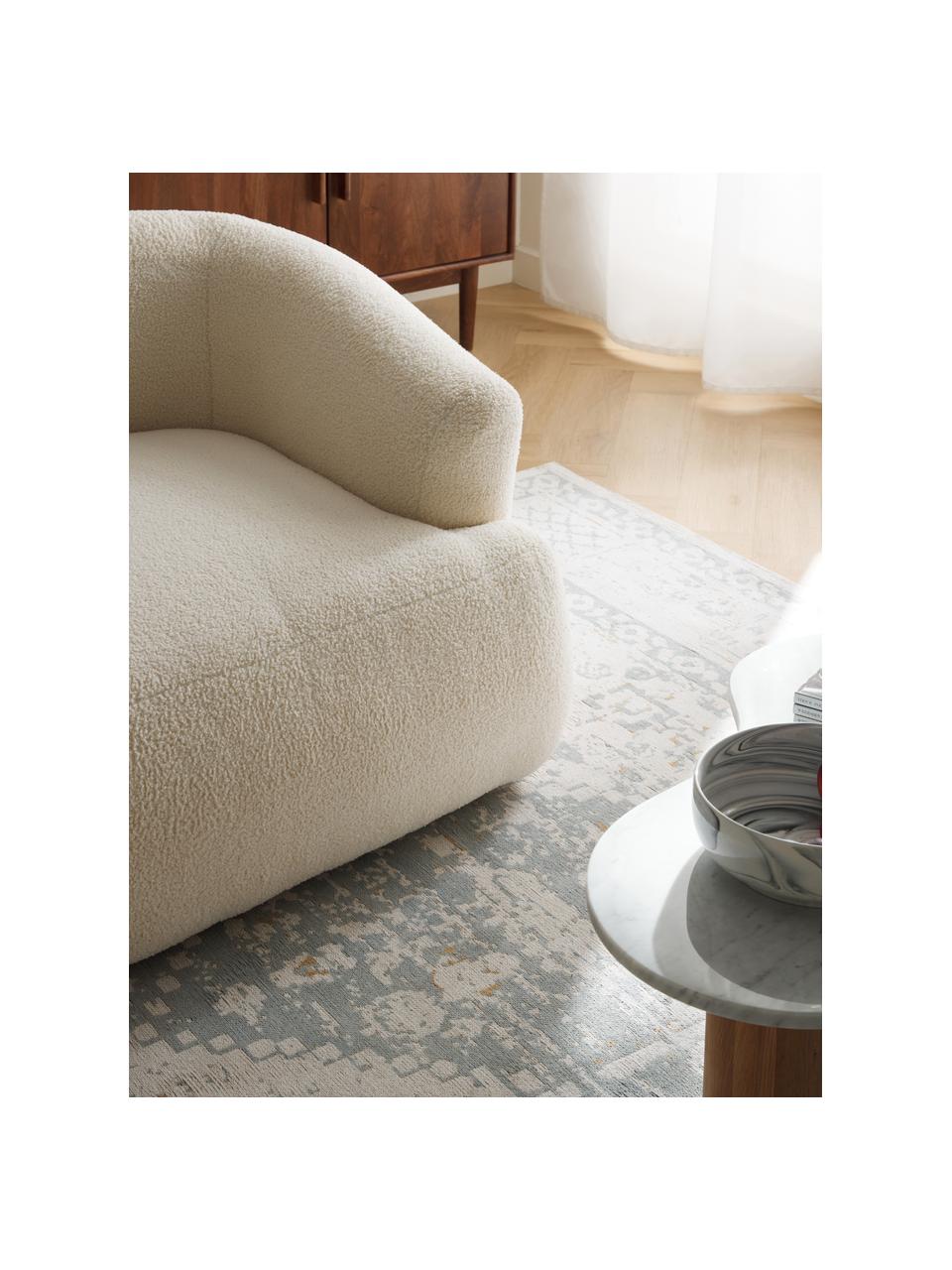 Divano componibile 3 posti in teddy Sofia, Rivestimento: teddy (100% polipropilene, Struttura: legno di abete rosso, cer, Piedini: plastica Il materiale uti, Teddy bianco latte, Larg. 273 x Prof. 103 cm