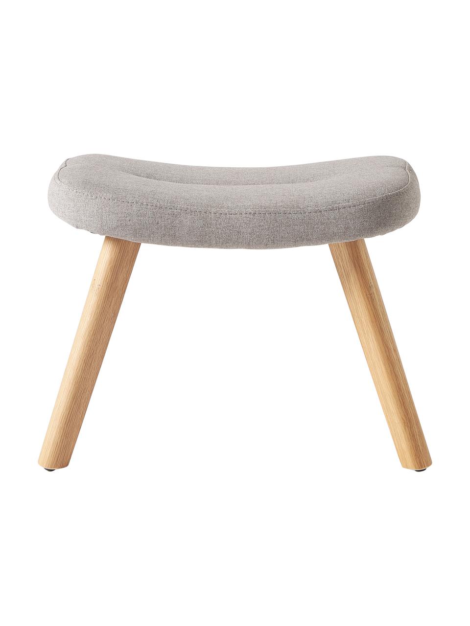 Kruk Wing, Bekleding: 100 % polyester Met 40.00, Poten: berkenhout, Geweven stof grijs, berkenhout, B 50 x H 41 cm