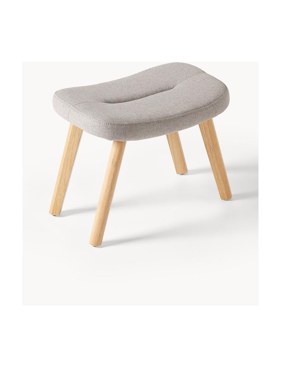 Sgabello imbottito con gambe in legno Wing, Rivestimento: 100% poliestere Con 40.00, Gambe: legno di betulla Il mater, Tessuto grigio, legno di betulla, Larg. 50 x Alt. 41 cm