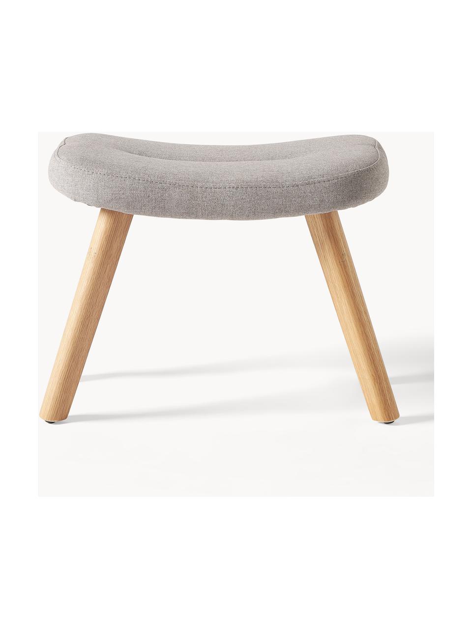 Sgabello imbottito con gambe in legno Wing, Rivestimento: 100% poliestere Con 40.00, Gambe: legno di betulla Il mater, Tessuto grigio, legno di betulla, Larg. 50 x Alt. 41 cm