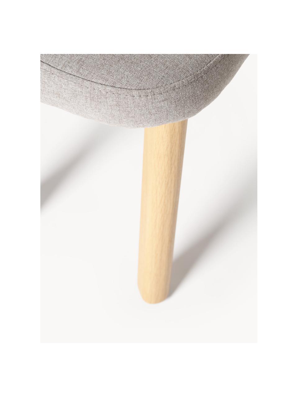 Sgabello imbottito con gambe in legno Wing, Rivestimento: 100% poliestere Con 40.00, Gambe: legno di betulla Il mater, Tessuto grigio, legno di betulla, Larg. 50 x Alt. 41 cm