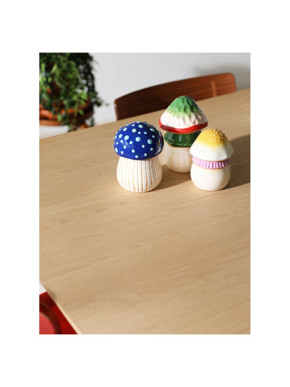 Handbemalte Aufbewahrungsdose Magic Mushroom aus Dolomit, Dolomit, Rosa, Off White, Sonnengelb, Ø 12 x H 15 cm