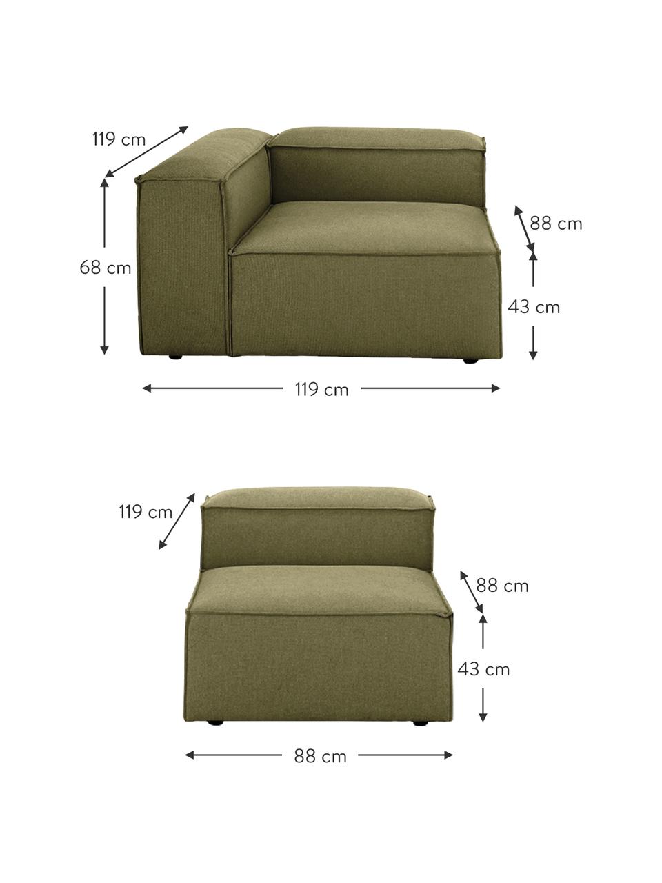 Sofa modułowa Lennon (4-osobowa), Tapicerka: 100% poliester 35 000 cyk, Stelaż: lite drewno sosnowe z cer, Nogi: tworzywo sztuczne, Zielony, S 327 x G 119 cm