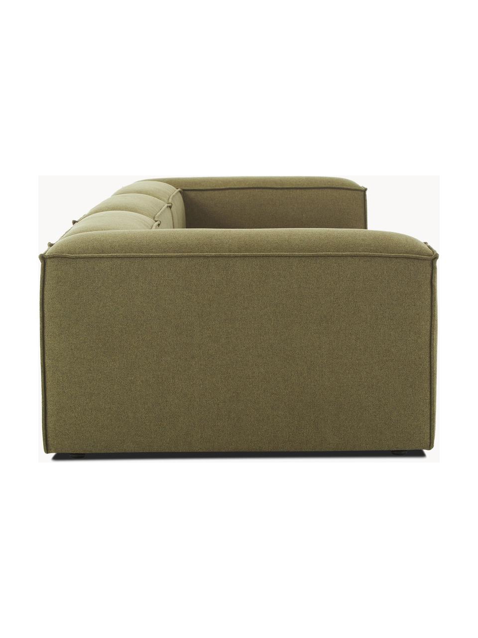 Sofá modular Lennon (4 plazas), Tapizado: poliéster Alta resistenci, Estructura: madera contrachapada de p, Patas: plástico, Tejido verde oliva, An 327 x F 119 cm