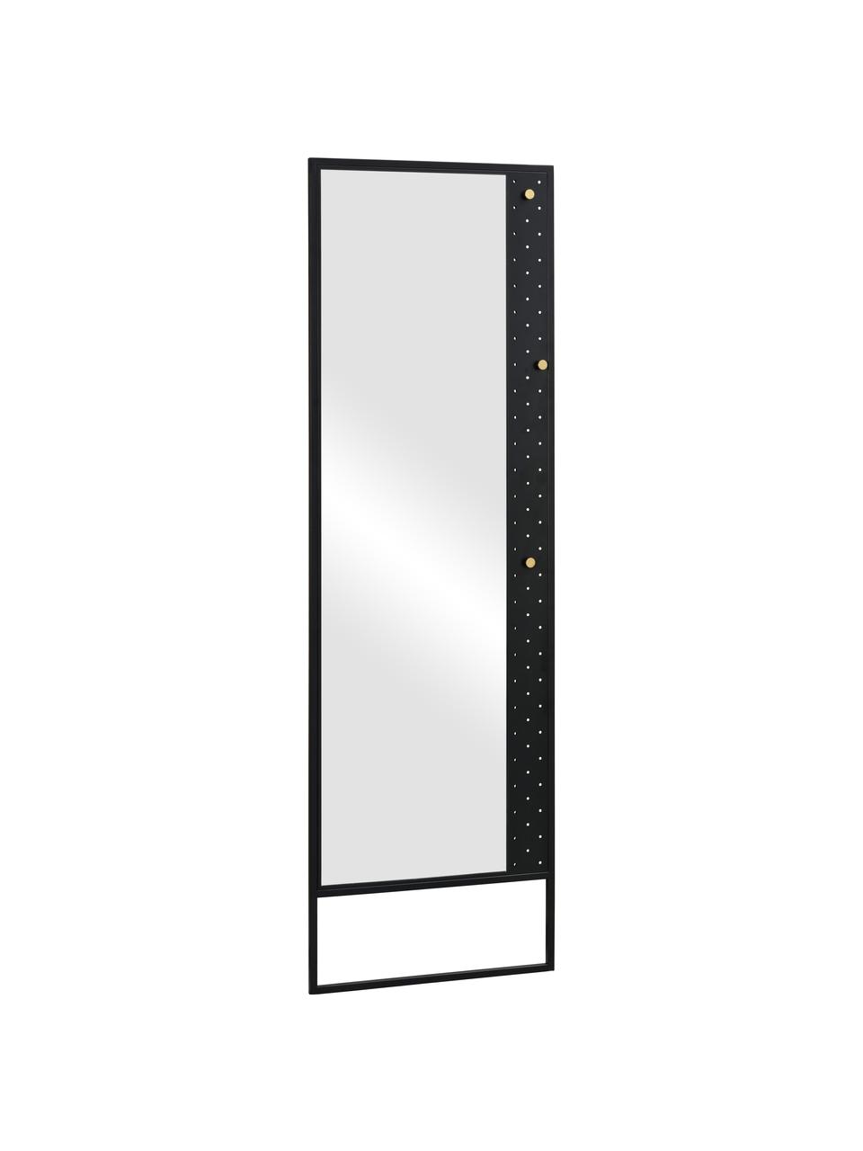 Specchio inclinato con struttura in metallo Malone, Superficie dello specchio: vetro a specchio, Nero, dorato, L 53 x A 170 cm