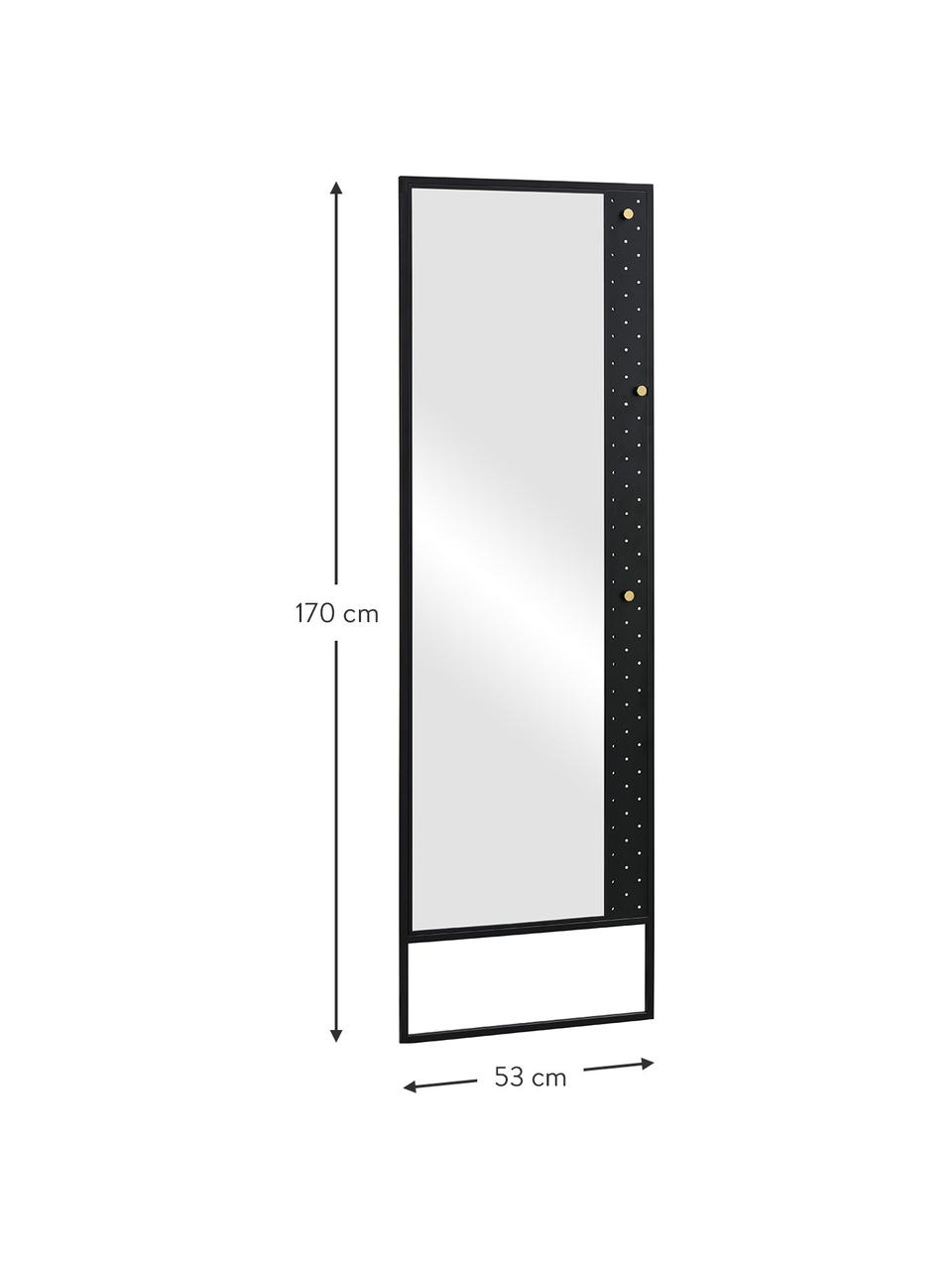 Rechthoekige leunende spiegel Malone met metalen frame, Zwart, goudkleurig, B 53  x H 170 cm