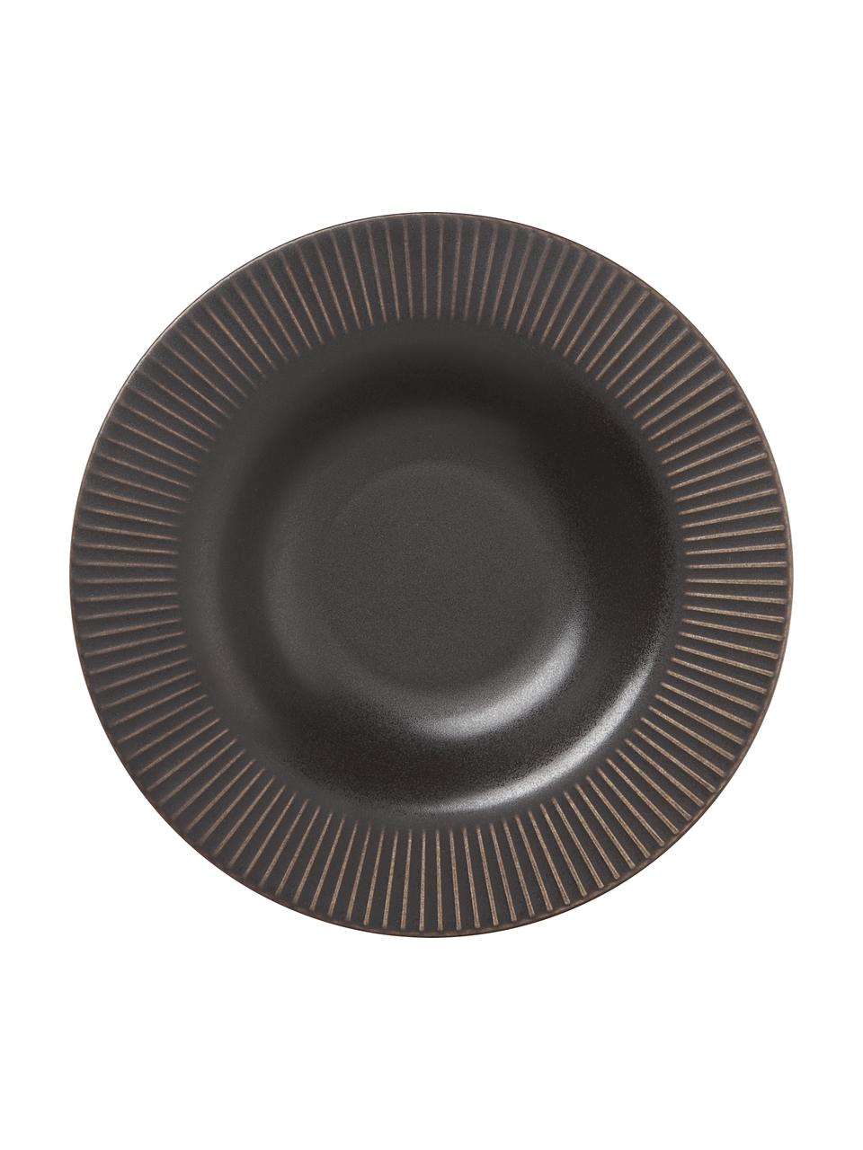 Sada porcelánového nádobí Goya, pro 4 osoby (12 dílů), Porcelán, Antracitová, Pro 4 osoby (16 dílů)