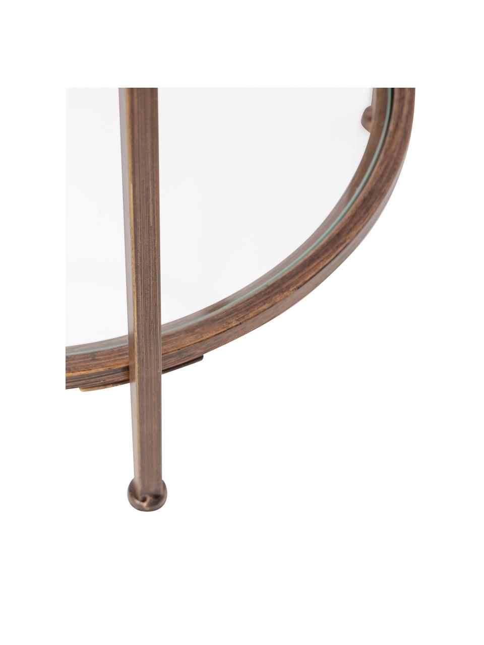 Skleněný odkládací stolek s povrchovu úpravou Goddess, Rám: mosazná, s povrchovou úpravou Základna a deska stolu: transparentní, Ø 46 cm, V 61 cm