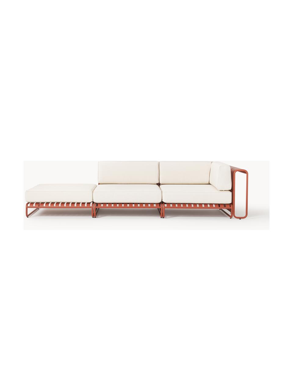 Modulares Garten-Loungesofa Caio, Bezug: 100 % Polyester Der hochw, Gestell: Aluminium, Off White, Terrakotta, B 305 x T 115 cm