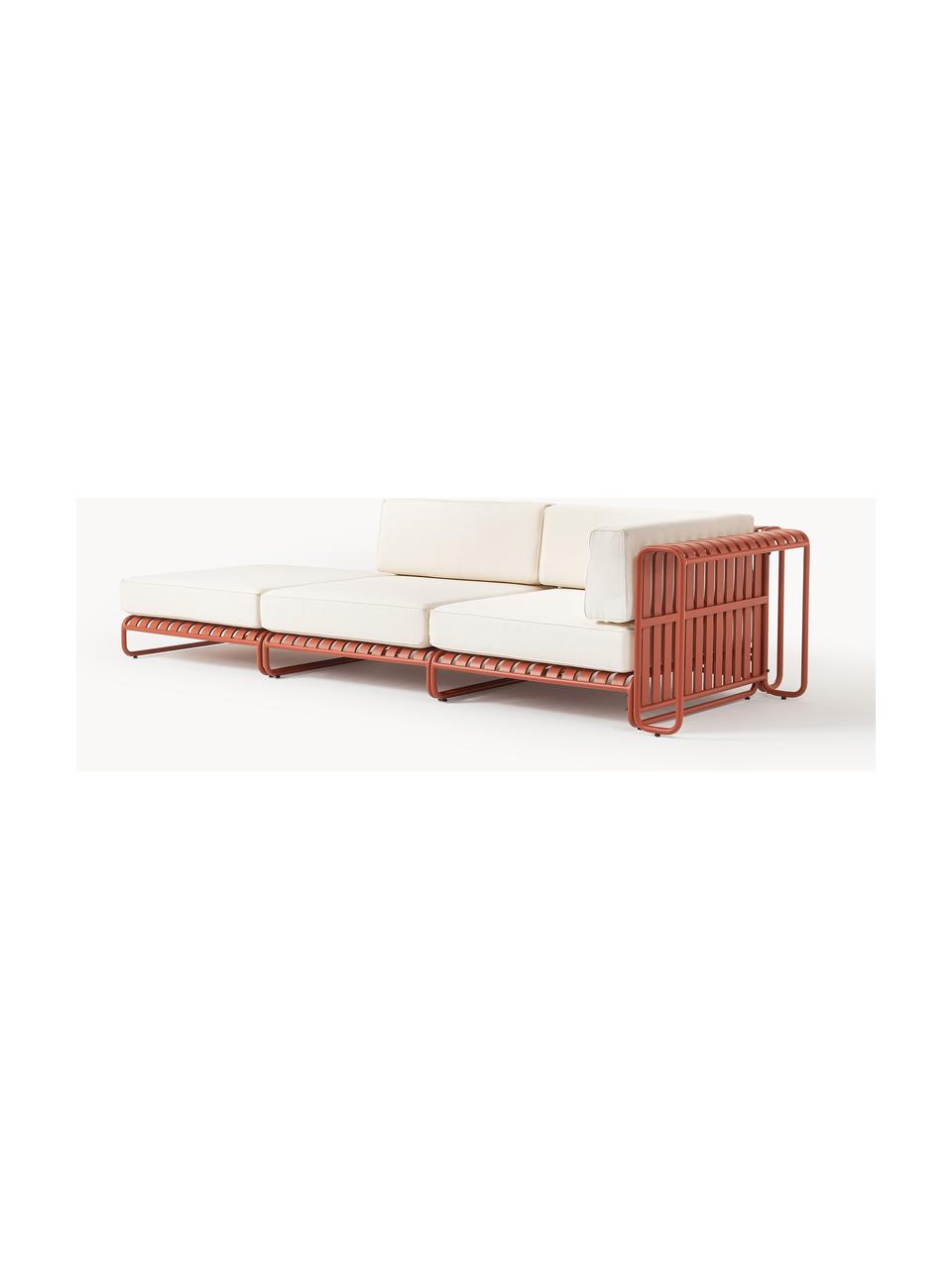 Canapé d'angle modulaire de jardin Caio, Blanc cassé, terracotta, larg. 305 x prof. 115 cm