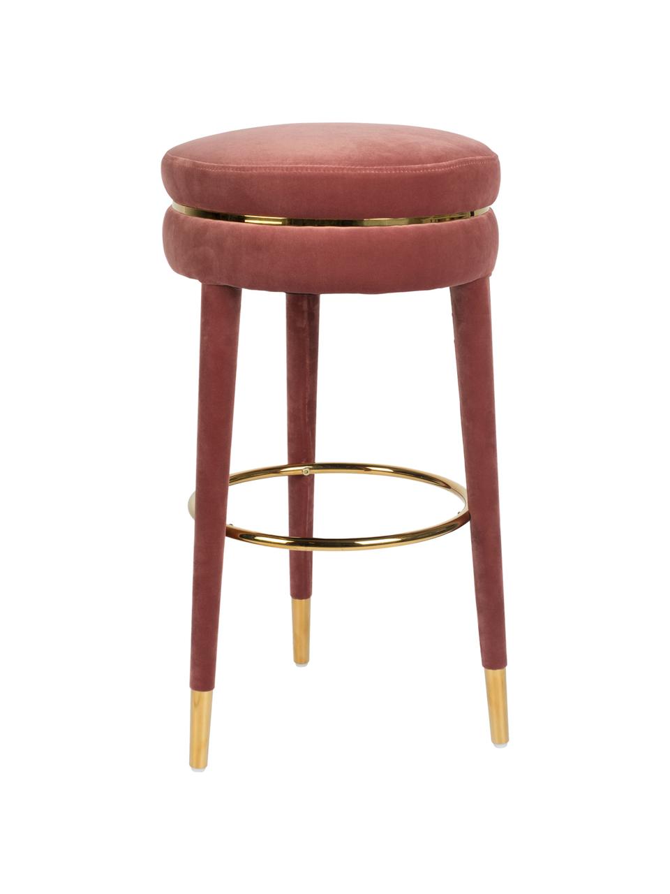 Tabouret de bar en velours I Am Not A Macaron, Rose vif, Ø 41 x haut. 78 cm