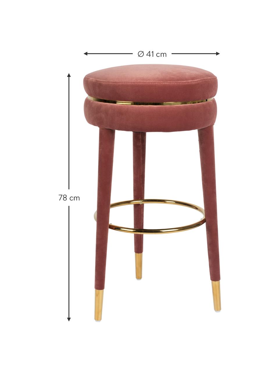 Zamatová barová stolička I Am Not A Macaron, Ružová, Ø 41 x V 78 cm