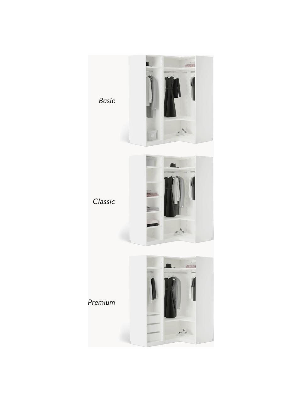 Modulární rohová šatní skříň Charlotte, Š 165 cm, více variant, Bílá, Vnitřní část Classic, Š 165 cm x V 236 cm, s rohovým modulem