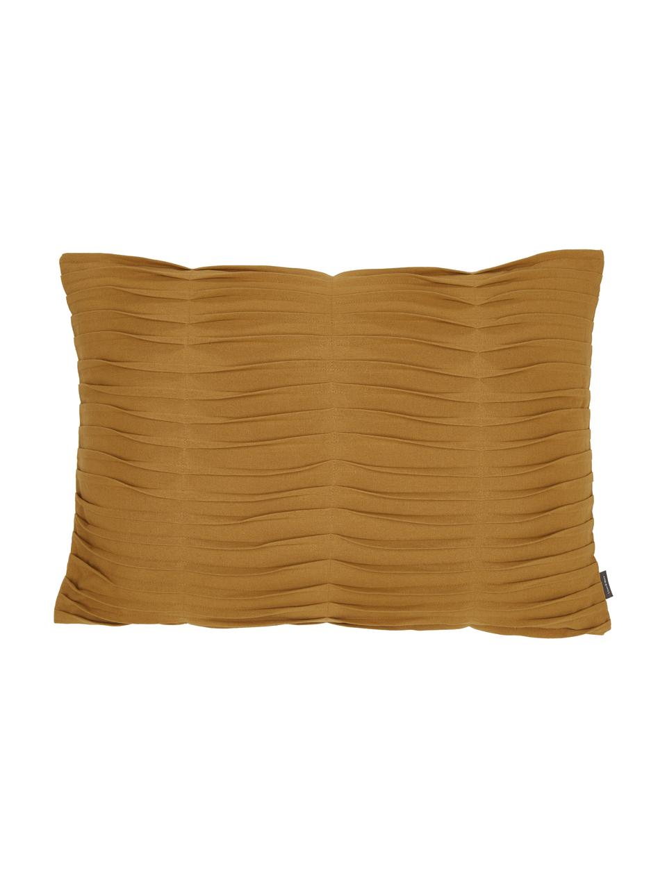 Poduszka z bawełny z wypełnieniem Pleated, 100% bawełna, Musztardowy, S 40 x D 60 cm