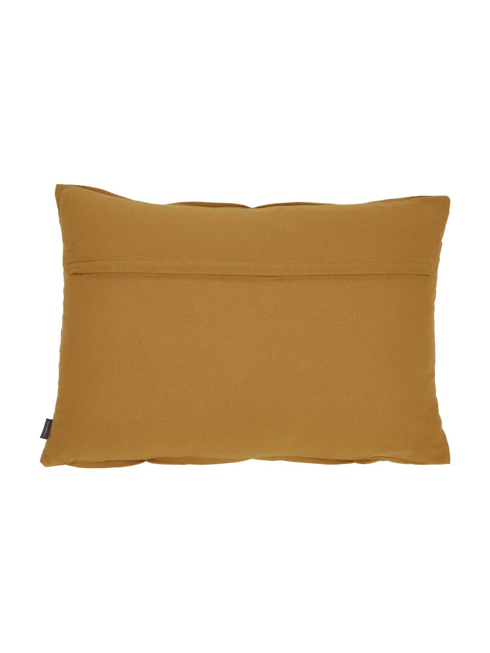 Coussin rectangulaire jaune moutarde Pleated, 100 % coton, Jaune moutarde, larg. 40 x long. 60 cm