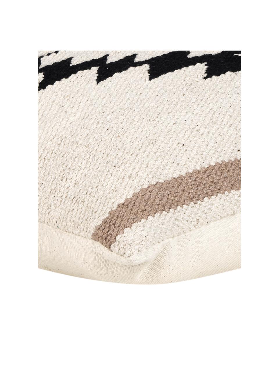 Housse de coussin 45x45 Toluca, 100 % coton, Beige, noir, larg. 45 x long. 45 cm