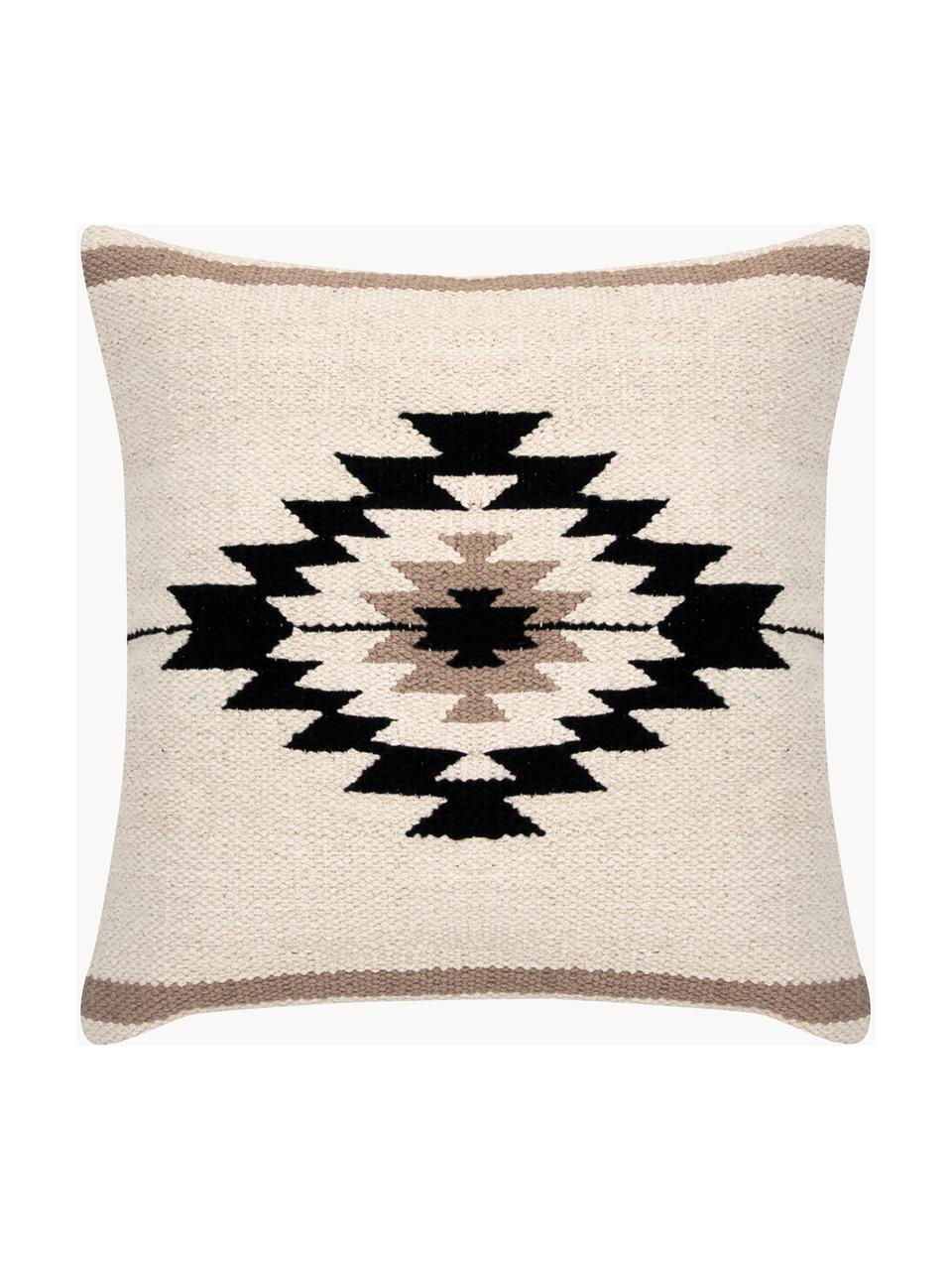 Housse de coussin 45x45 Toluca, 100 % coton, Beige, noir, larg. 45 x long. 45 cm