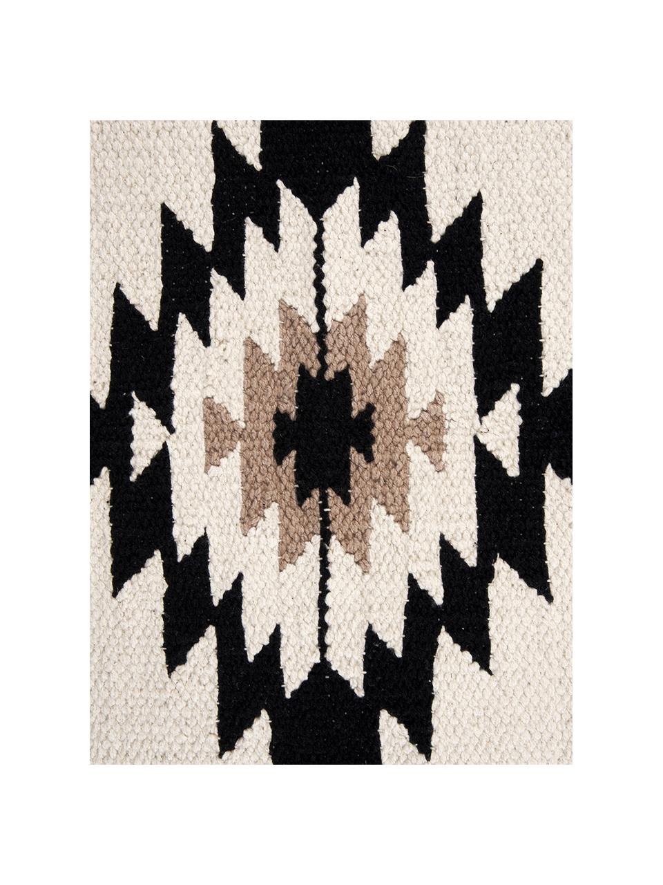 Gewebte Kissenhülle Toluca, 100% Baumwolle, Hellbeige, Schwarz, B 45 x L 45 cm