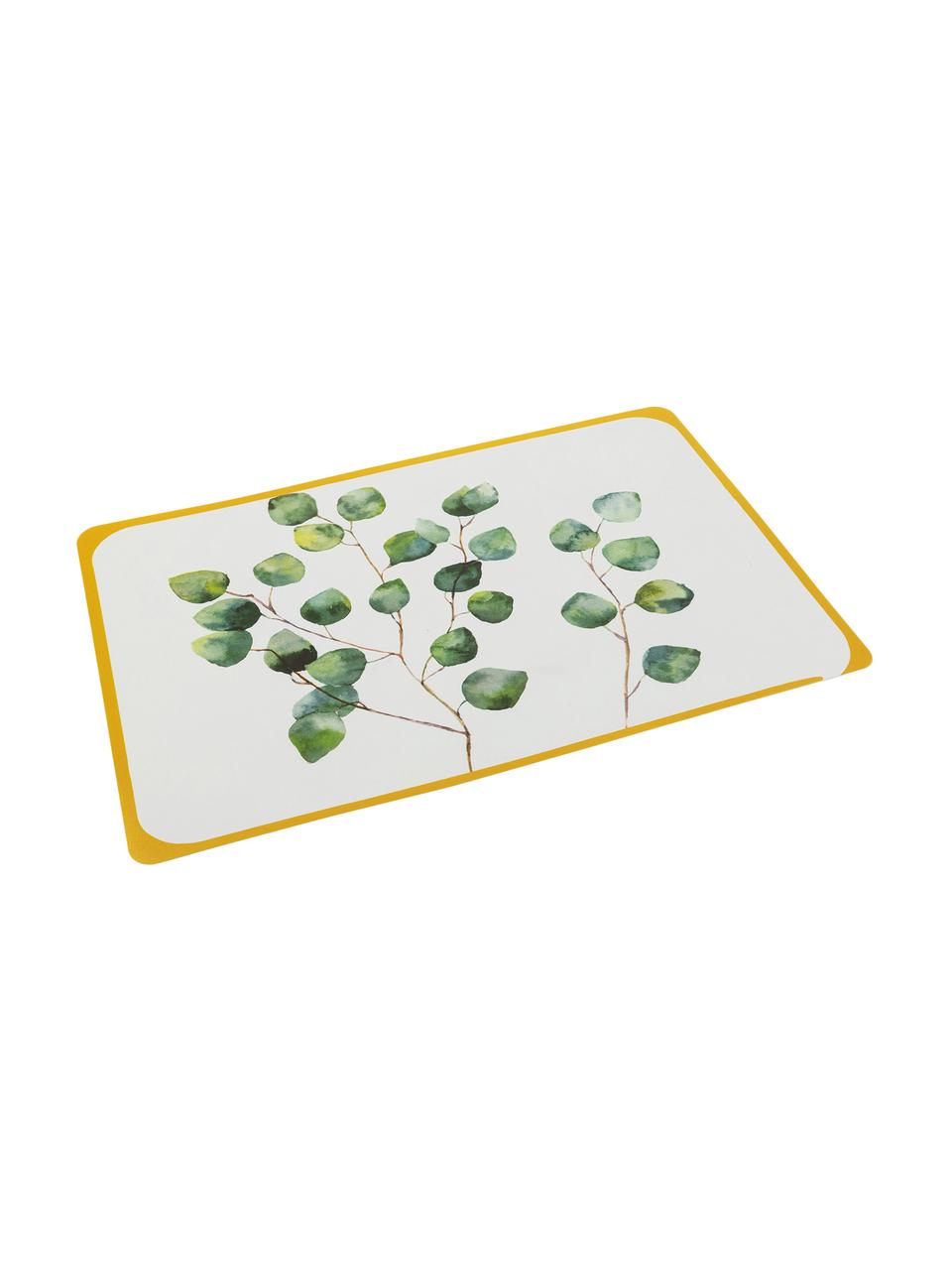 Manteles individuales de plástico Botanique, 6 uds., Plástico, Blanco, verde, amarillo, An 45 x F 30 cm