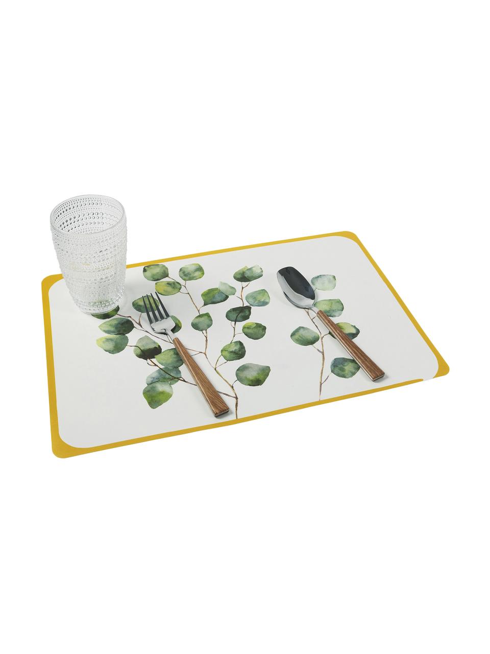 Kunststoff-Tischsets Botanique, 6er Set, Kunststoff, Weiß, Grün, Gelb, B 45 x T 30 cm