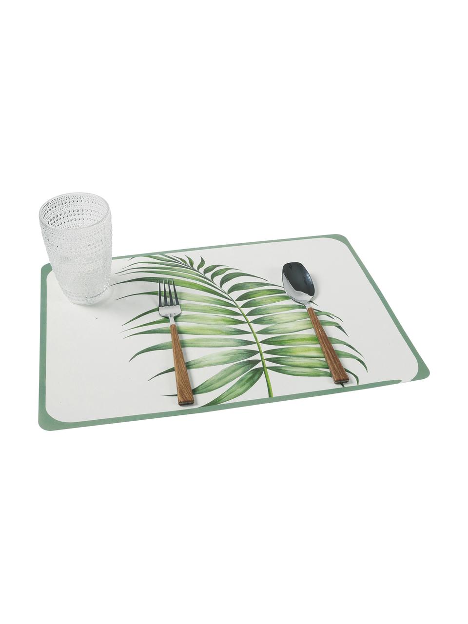 Kunststoff-Tischsets Botanique, 6er Set, Kunststoff, Weiss, Grün, Gelb, B 45 x T 30 cm