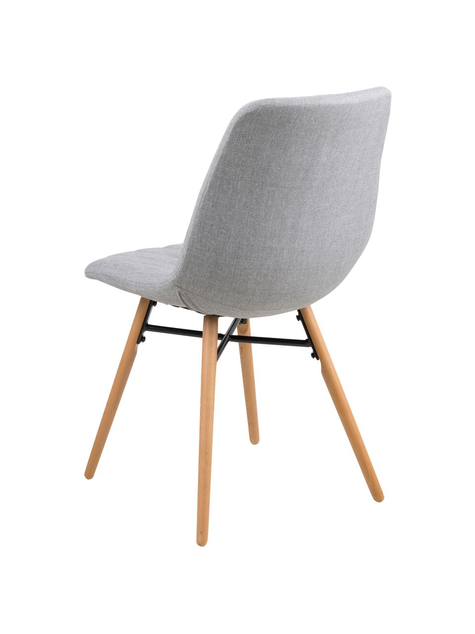 Gestoffeerde stoelen Lif, 2 stuks, Bekleding: 100% polyester, Poten: beukenhout, Bekleding: lichtgrijs. Poten: eikenhoutkleurig. Onderstel: zwart, 46 x 85 cm