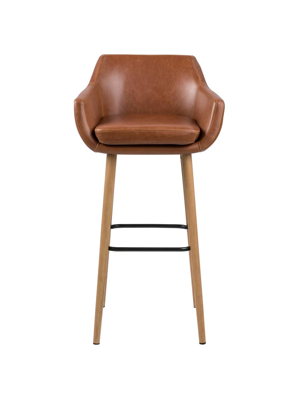 Barová stolička z umelej kože Nora, Umelá koža koňaková, Nohy: dub, Š 55 x V 101 cm