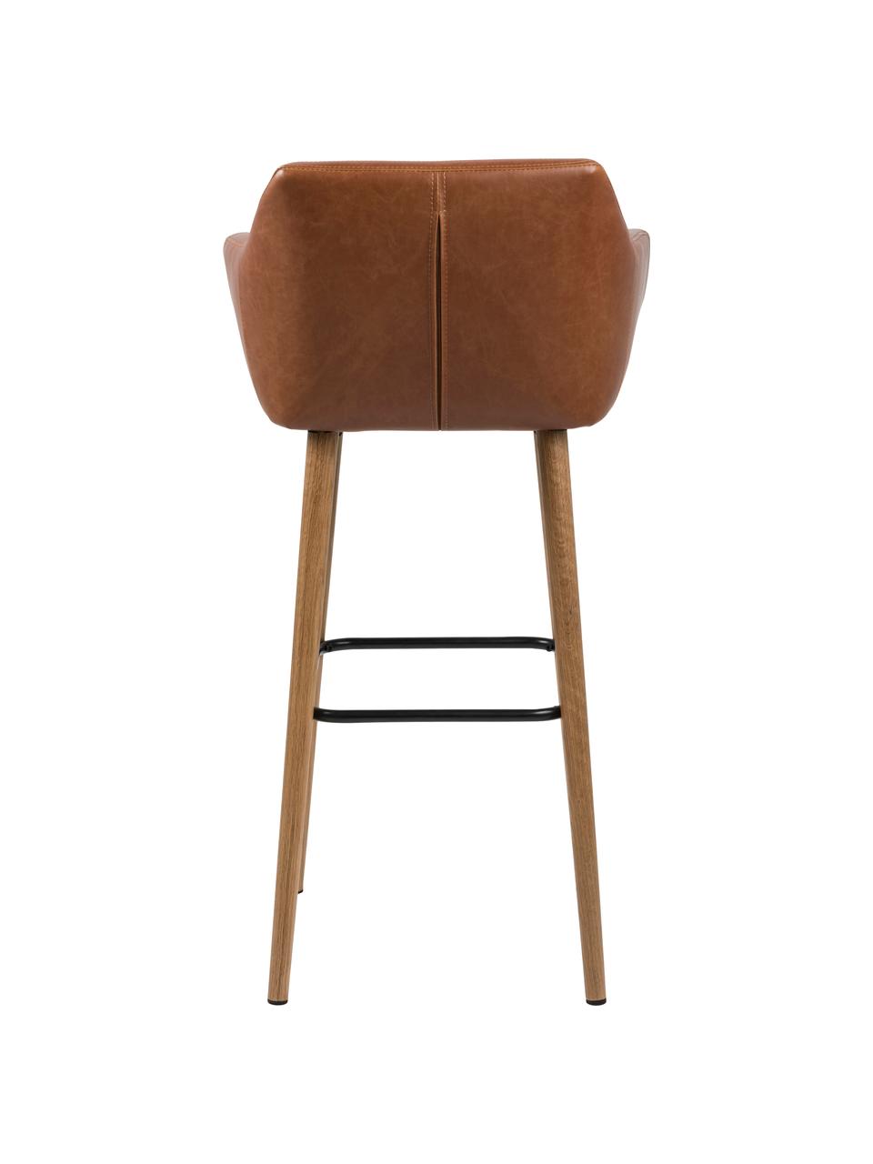 Barová židle z imitace kůže Nora, Imitace kůže, koňak Nohy: dub, Š 55 cm, V 101 cm